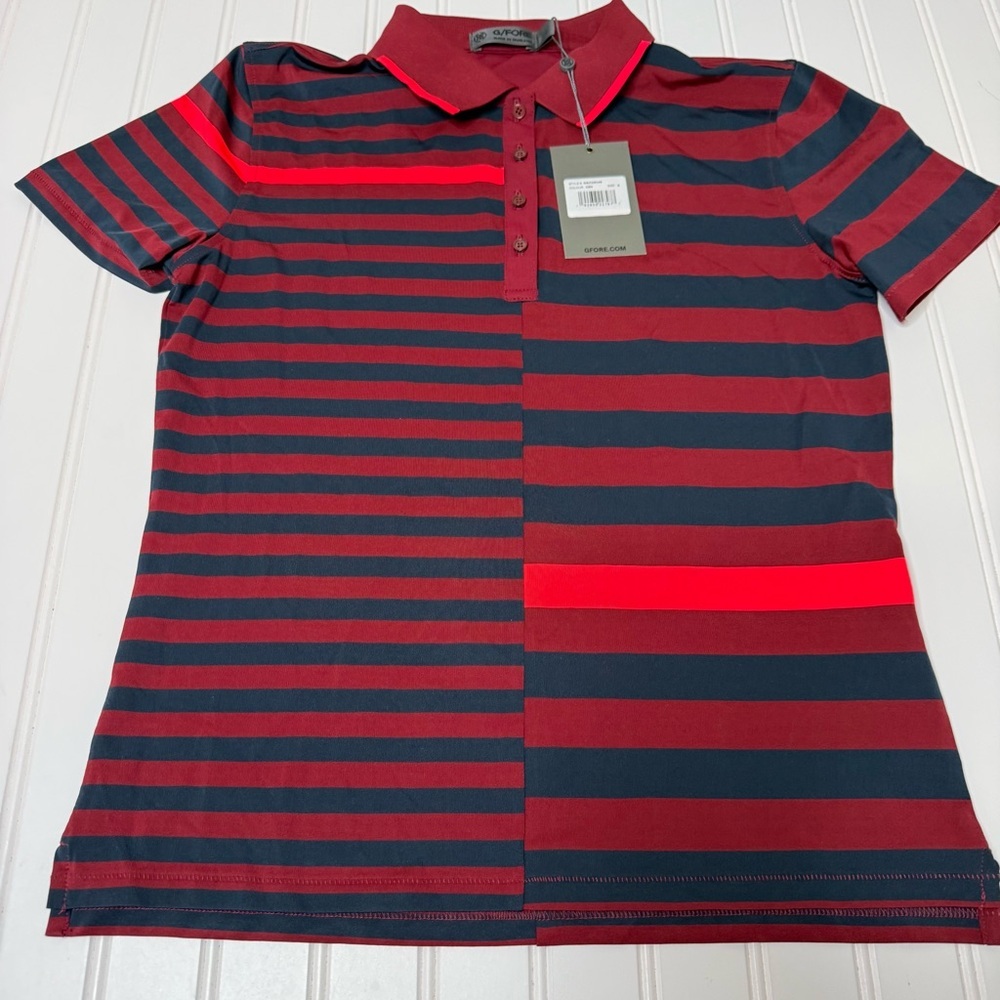 GFORE G/Fore Golf Polo Shirt Women's Striped Short Sleeve NEW 1841